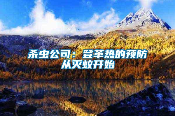 殺蟲公司:登革熱的預(yù)防從滅蚊開始