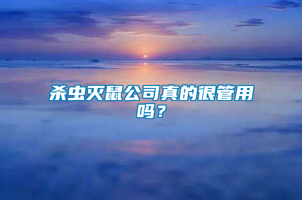 殺蟲滅鼠公司真的很管用嗎？