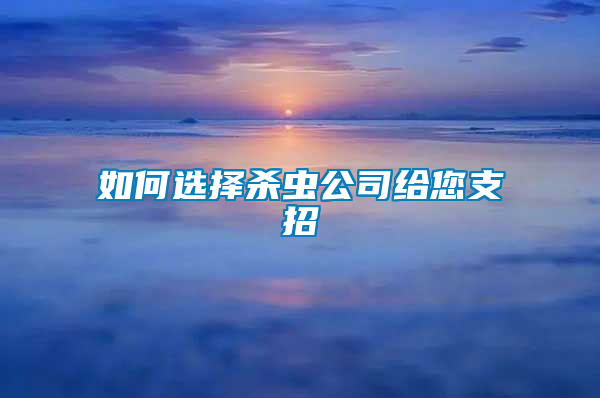 如何選擇殺蟲(chóng)公司給您支招